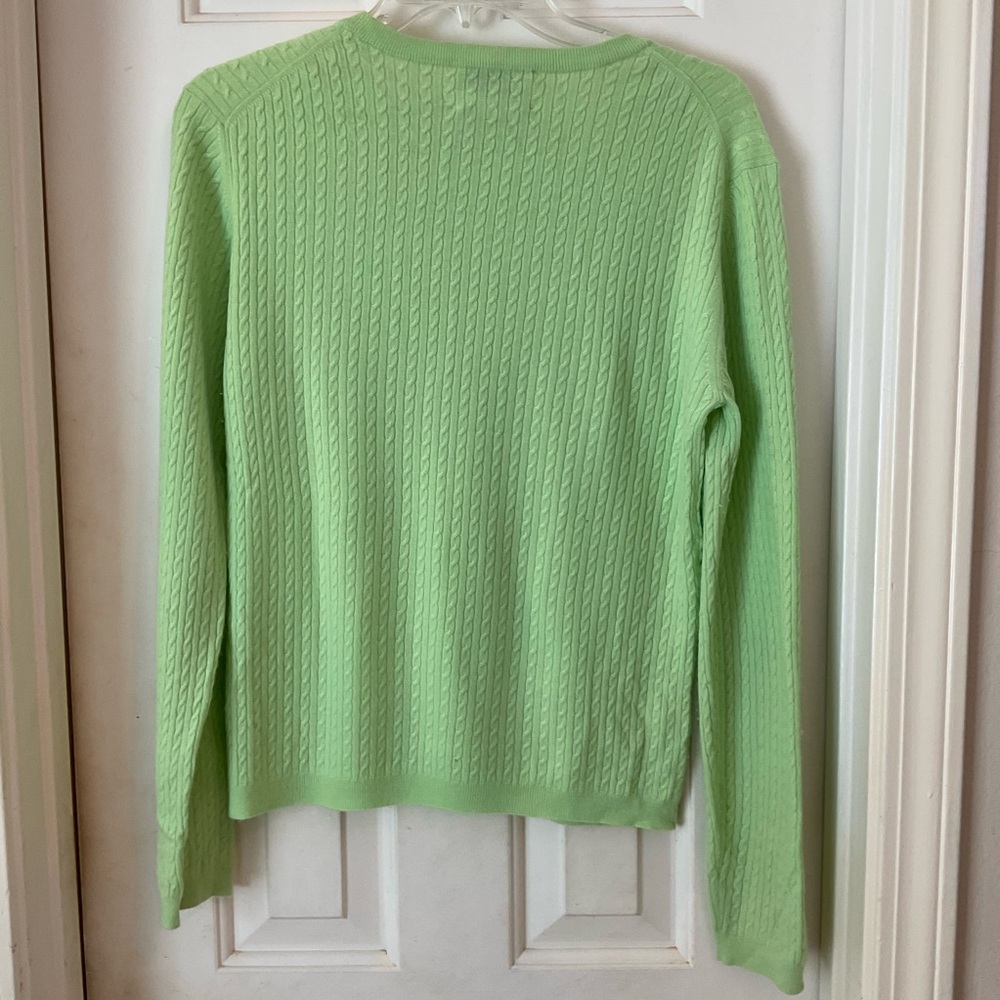 Lilly Pulitzer Cashmere Cable Knit Sweater, Light Green, Long Sleeve Crew, Sz M - Picture 5 of 8